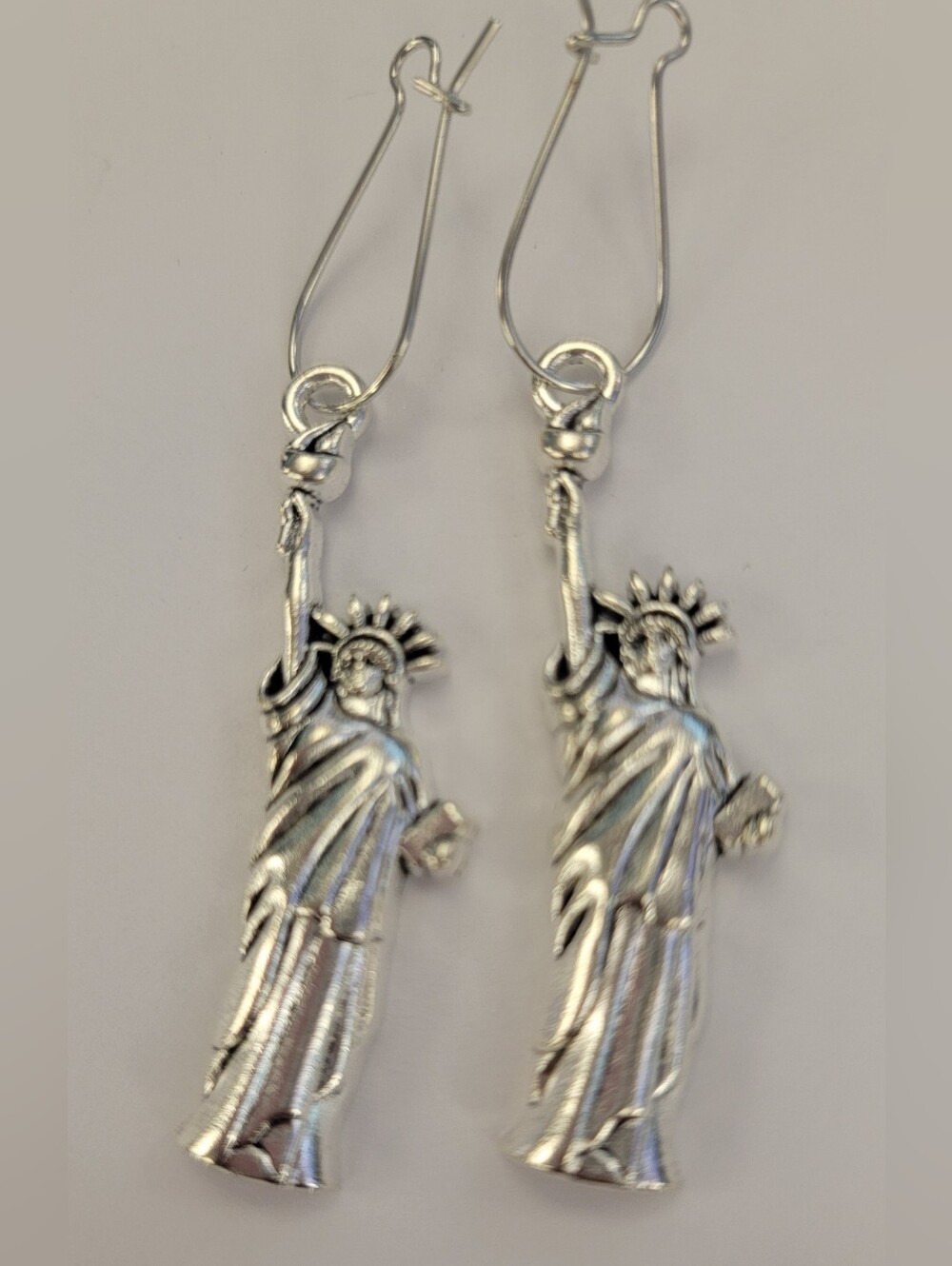 Silver Statue of Liberty Dangle Earrings